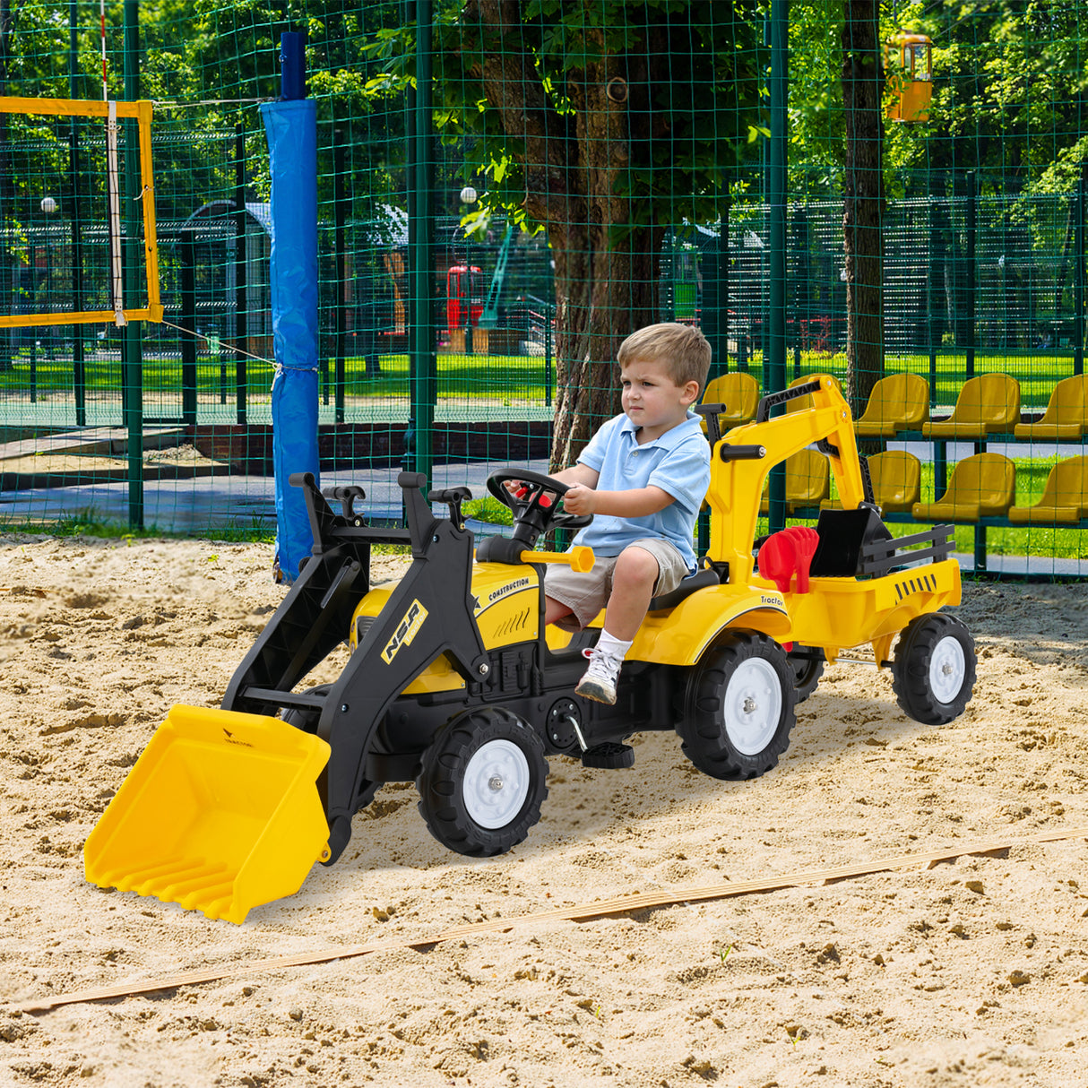 Children Outdoor Toys Pedal Tractor for 3-6 year old kids, Yellow/ Green