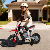 12V Kids Motorcycle with Training Wheels and Spring Suspension