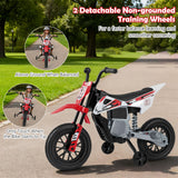 12V Kids Motorcycle with Training Wheels and Spring Suspension