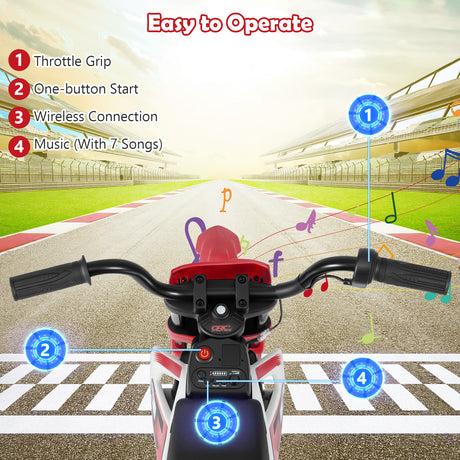 12V Kids Motorcycle with Training Wheels and Spring Suspension