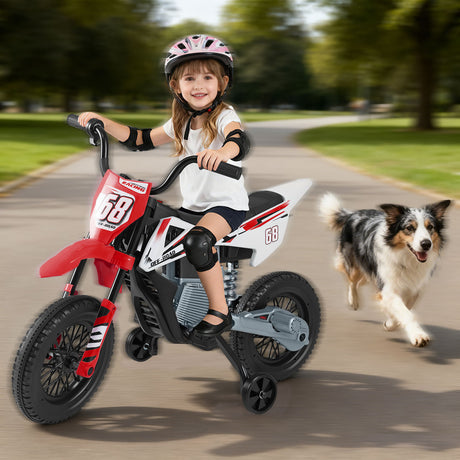 12V Kids Motorcycle with Training Wheels and Spring Suspension