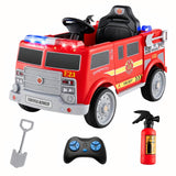Kids Ride on Fire Truck, 12V Battery Powered Fire Car with Remote Control