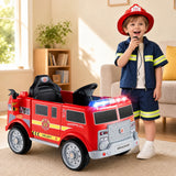 Kids Ride on Fire Truck, 12V Battery Powered Fire Car with Remote Control