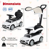 HONEY JOY 3-in-1 Ride on Push Car, Mercedes-Benz Licensed Foot to Floor Sliding Car w/Adjustable Canopy & Steering Push Bar