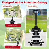 HONEY JOY 3-in-1 Ride on Push Car, Mercedes-Benz Licensed Foot to Floor Sliding Car w/Adjustable Canopy & Steering Push Bar