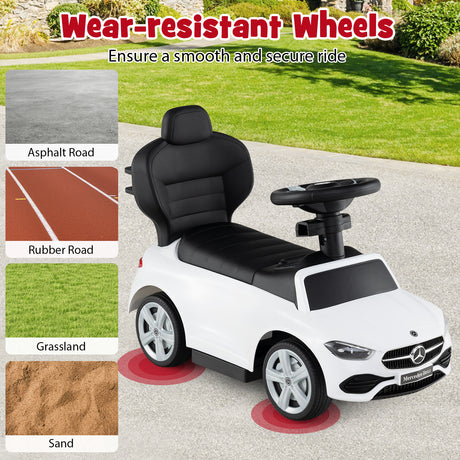 HONEY JOY 3-in-1 Ride on Push Car, Mercedes-Benz Licensed Foot to Floor Sliding Car w/Adjustable Canopy & Steering Push Bar