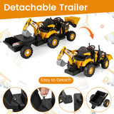 4 in 1 Ride on Tractor, Excavator & Bulldozer for Kids, 12V Electric Construction Vehicle