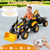 4 in 1 Ride on Tractor, Excavator & Bulldozer for Kids, 12V Electric Construction Vehicle
