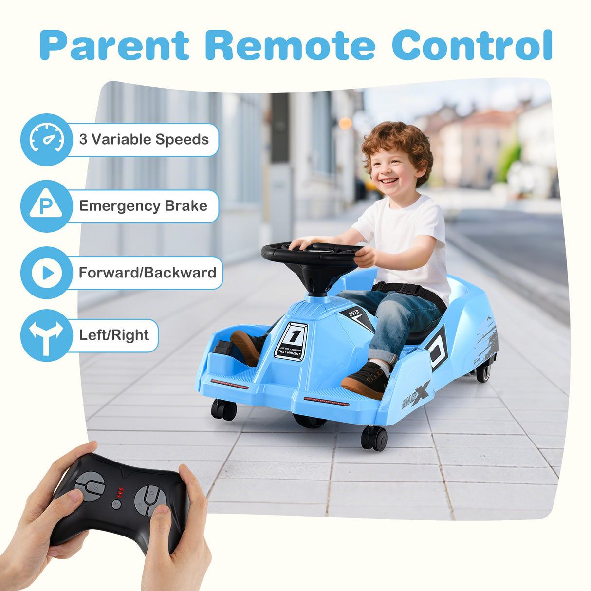 Electric Cleaning Go Kart, Battery Powered Go Cart Clean Car for Boys & Girls 2-5 Years Old