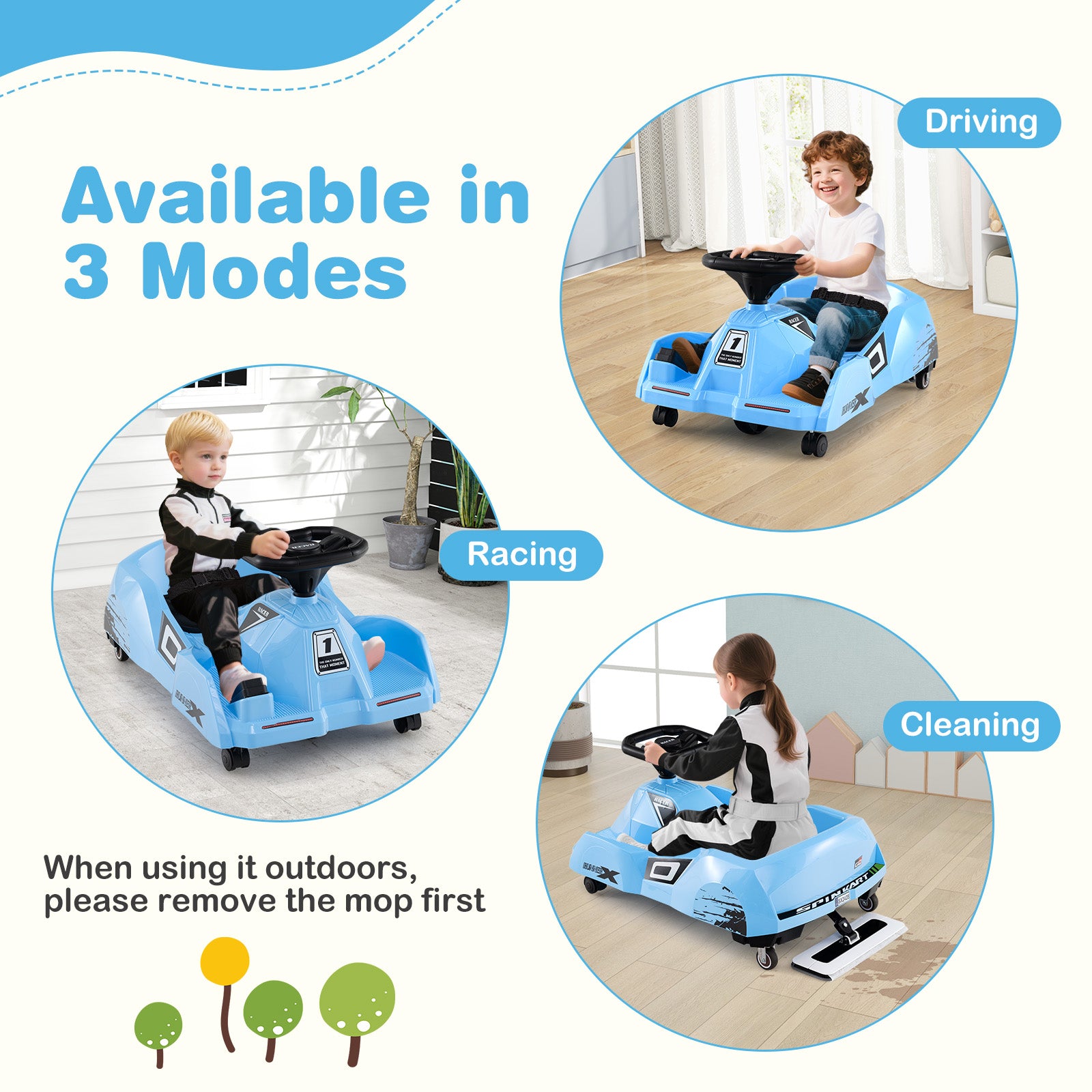 Kart De Nettoyage Enfant électrique – Vitesse Réglable, Lumières LED Et Rangement Intégré, Pour Jouer Et Aider à La Maison - 9