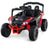 Red and black toy off-road vehicle on a white background