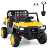 Licensed Caterpillar Ride On 4WD Dump Truck, 24V 2-Seater Kids Car Electric Vehicle
