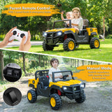 Licensed Caterpillar Ride On 4WD Dump Truck, 24V 2-Seater Kids Car Electric Vehicle