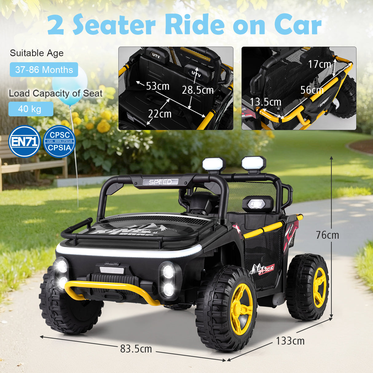 24V Ride on Toy for Kids with Horn and Music for Boys and Girls