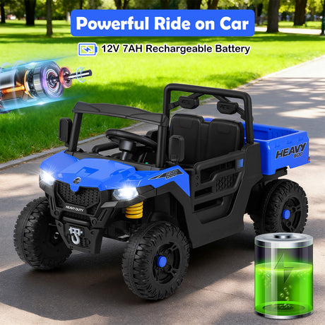 Toy car with 12V 7AH rechargeable battery on a road