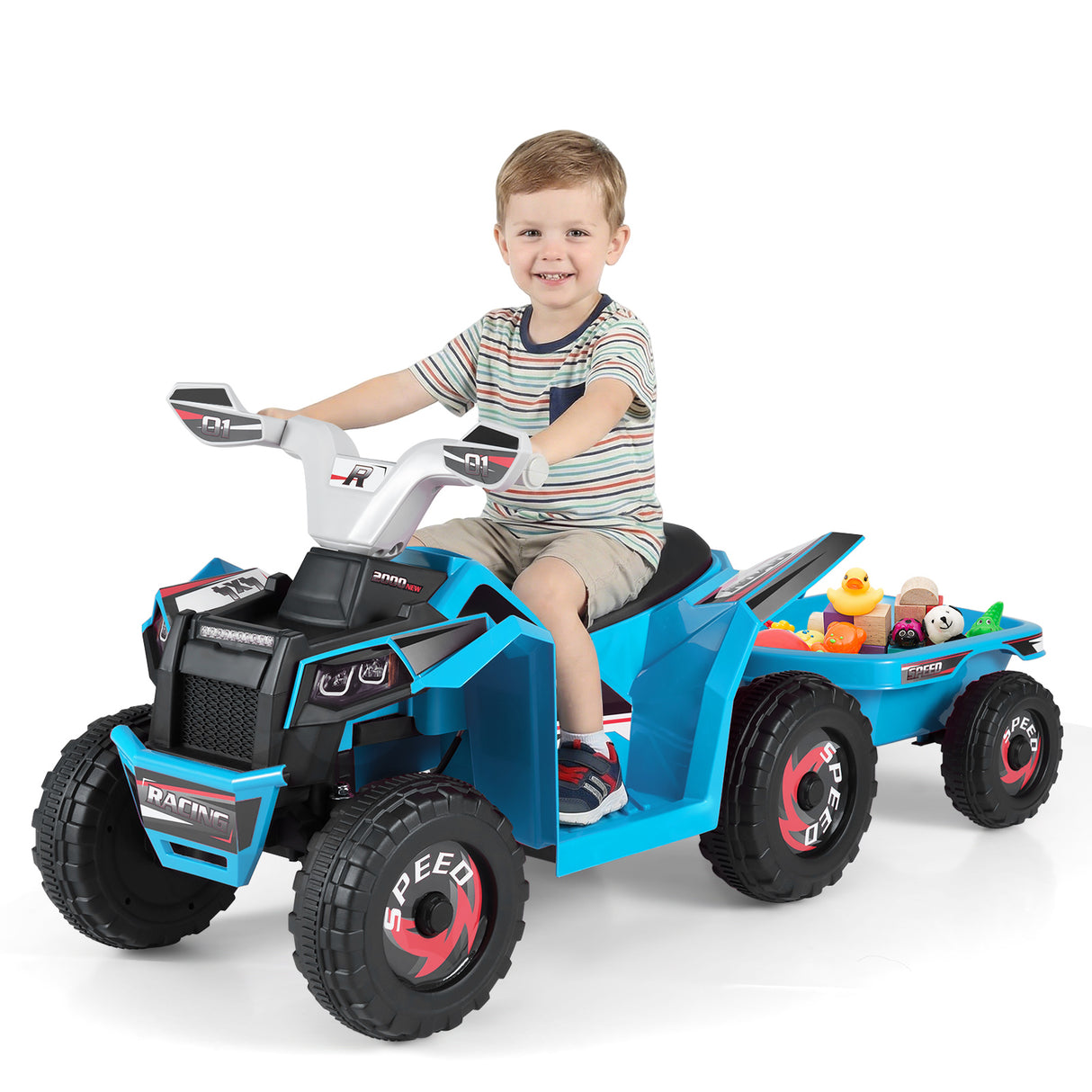 6V Kids Electric ATV Car with Removable Back Trailer