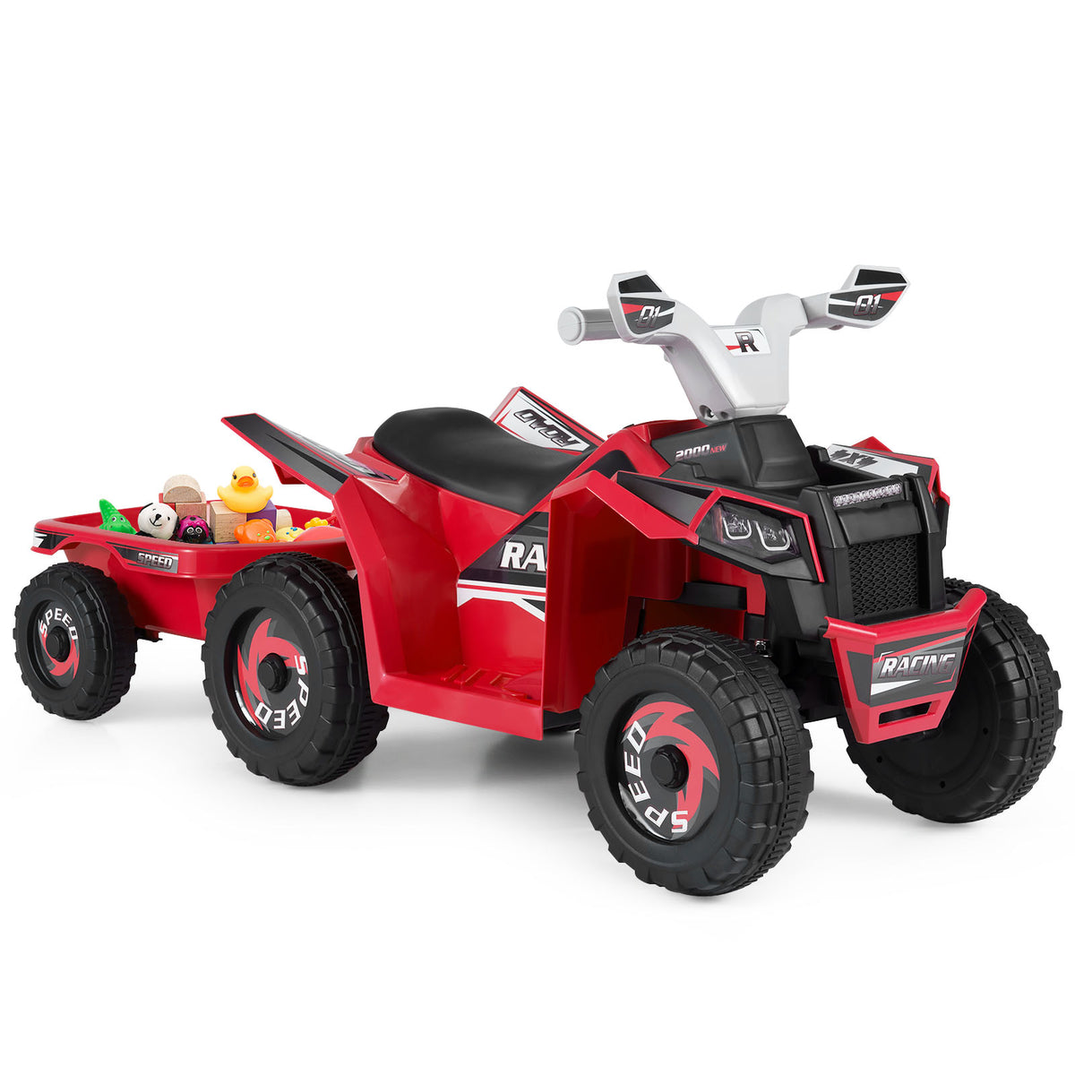 6V Kids Electric ATV Car with Removable Back Trailer