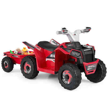 6V Kids Electric ATV Car with Removable Back Trailer