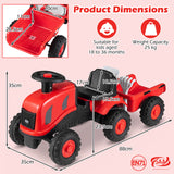 2-in-1 Ride on Tractor with Detachable Trailer, Foot-to-Floor Sliding Car with Air Horn, Dashboard, Shovel and Rake
