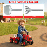 2-in-1 Ride on Tractor with Detachable Trailer, Foot-to-Floor Sliding Car with Air Horn, Dashboard, Shovel and Rake
