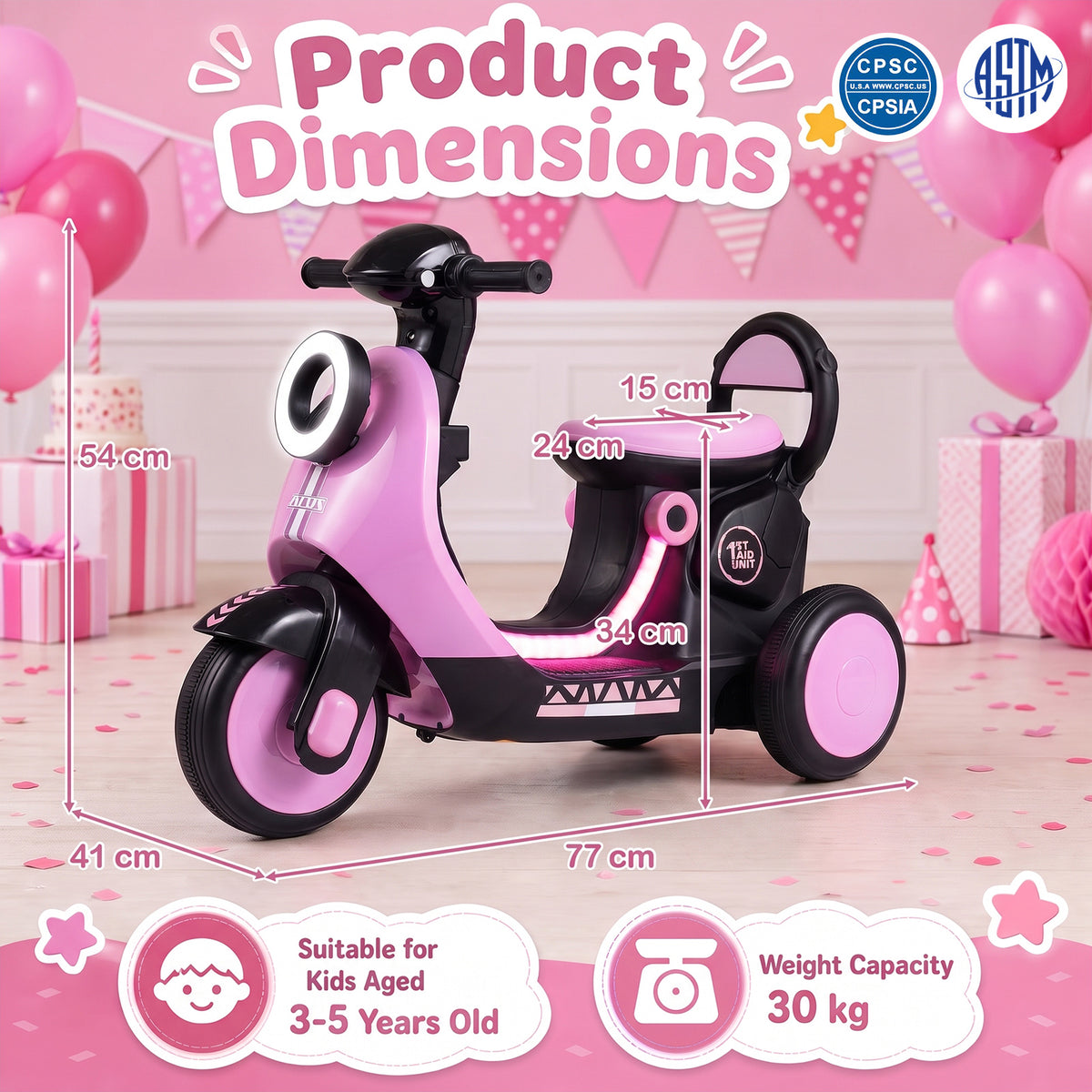 6V Kids Ride on Motorcycle with Light-Up Deck and Music for 3+ Years Old