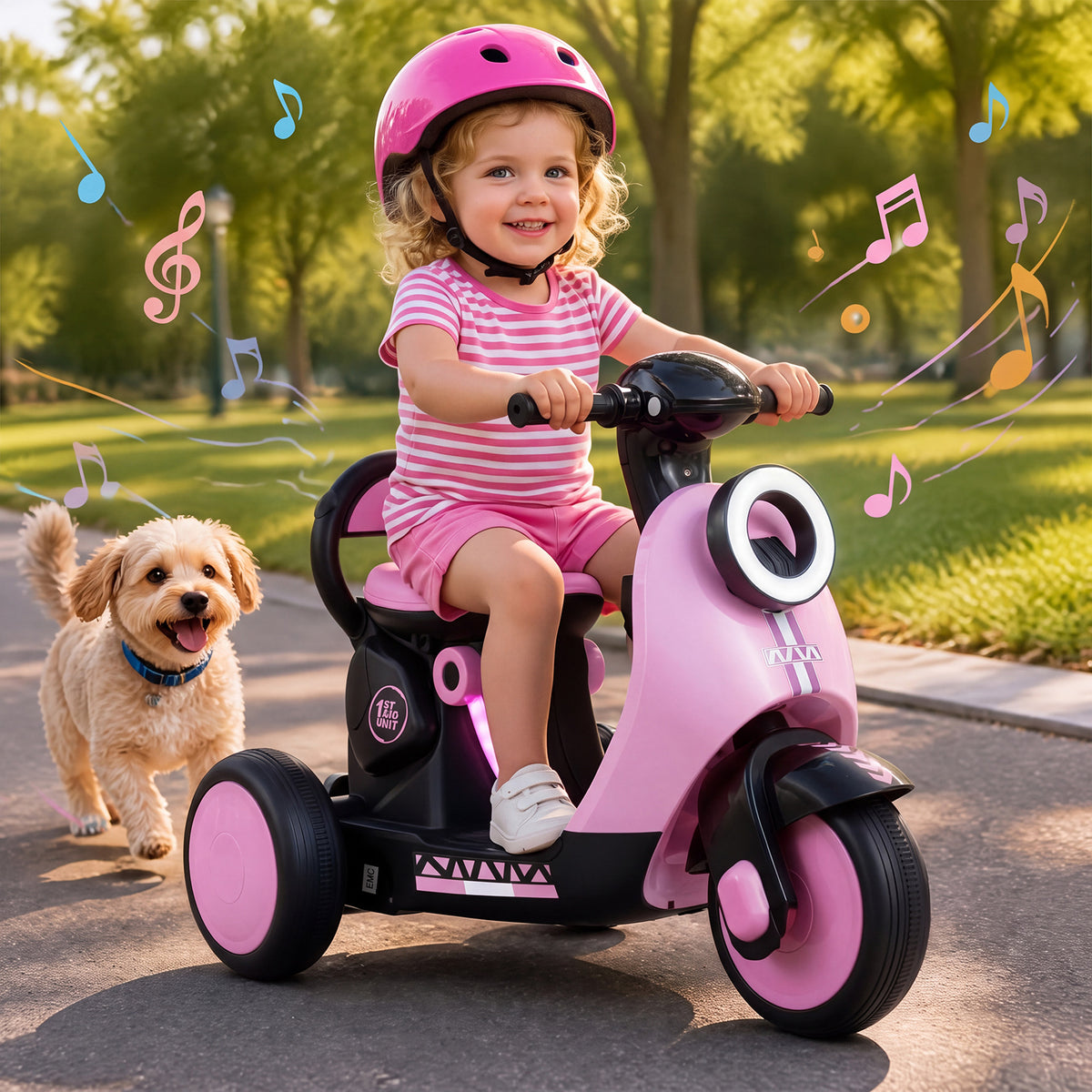 6V Kids Ride on Motorcycle with Light-Up Deck and Music for 3+ Years Old