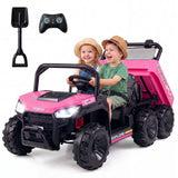 24V 2-Seater Ride on Dump Truck, 4WD Kids Ride on Car