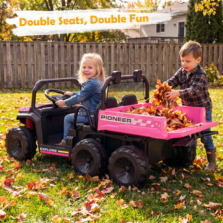 24V 2-Seater Ride on Dump Truck, 4WD Kids Ride on Car