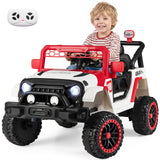 Kids Ride on Truck, 12V Electric Toy Vehicle w/ Remote Control, 3 Speeds, LED Lights, Horn, Music, Story, USB, AUX