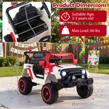 Kids Ride on Truck, 12V Electric Toy Vehicle w/ Remote Control, 3 Speeds, LED Lights, Horn, Music, Story, USB, AUX