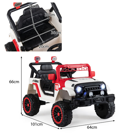 Kids Ride on Truck, 12V Electric Toy Vehicle w/ Remote Control, 3 Speeds, LED Lights, Horn, Music, Story, USB, AUX