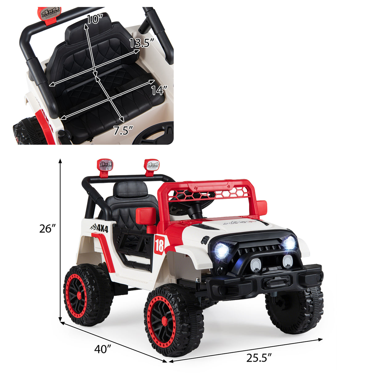 Kids Ride on Truck, 12V Electric Toy Vehicle w/ Remote Control, 3 Speeds, LED Lights, Horn, Music, Story, USB, AUX