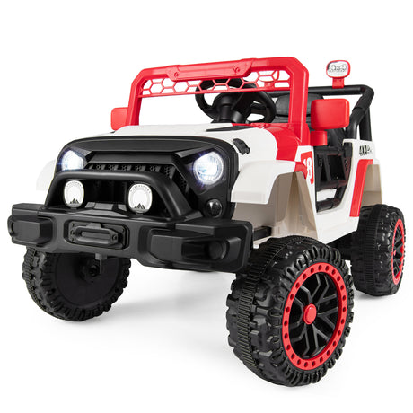 Kids Ride on Truck, 12V Electric Toy Vehicle w/ Remote Control, 3 Speeds, LED Lights, Horn, Music, Story, USB, AUX