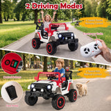 Kids Ride on Truck, 12V Electric Toy Vehicle w/ Remote Control, 3 Speeds, LED Lights, Horn, Music, Story, USB, AUX