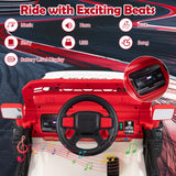 Kids Ride on Truck, 12V Electric Toy Vehicle w/ Remote Control, 3 Speeds, LED Lights, Horn, Music, Story, USB, AUX