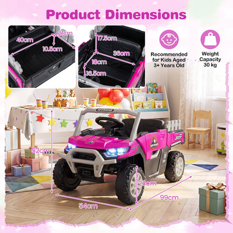 12V Kids Ride on Car with Dual 50W Motors and Remote Control