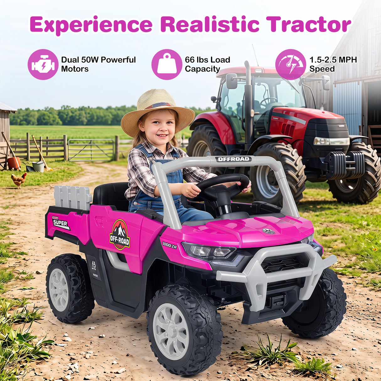 12V Kids Ride on Car with Dual 50W Motors and Remote Control