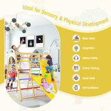 8-in-1 Jungle Gym Playset, Wooden Climber Play Set w/ Monkey Bars