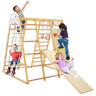 8-in-1 Jungle Gym Playset, Wooden Climber Play Set w/ Monkey Bars