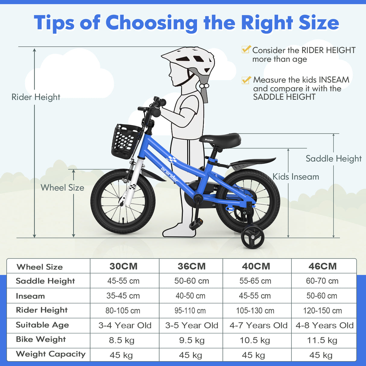 HONEY JOY 14/16/18 Inch Kid's Bike, Toddler Training Bicycle with Handbrake & Coaster Brake