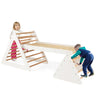 HONEY JOY 3 in 1 Triangle Climber with Ramp, Wooden Climbing Toys for Toddlers