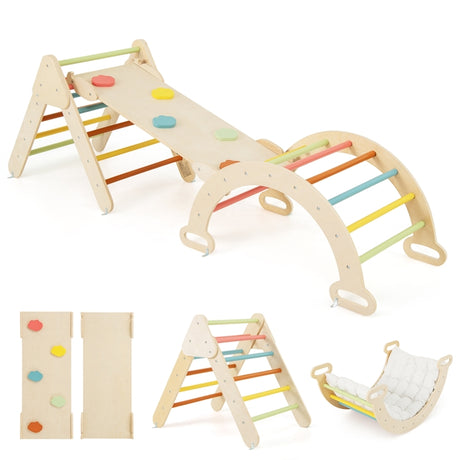 7-in-1 Triangular Set of 3, Baby Climbing Toys w/ Triangular Climber Arch Ramp Rocker