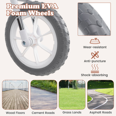 30 CM Balance Bike, 2 Wheels Children's Bicycle with Adjustable Seat