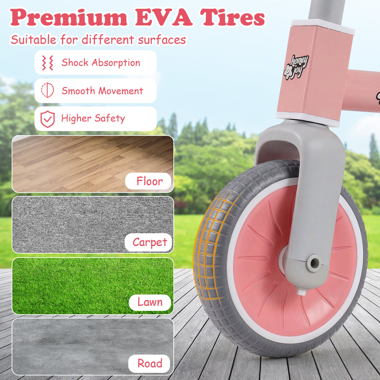 onvertible Kids Tricycle, Toddler Trike with 86° Limited Steering Angle, Carbon Steel Frame, Removable Pedals & Detachable Storage Basket
