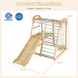 8-in-1 Jungle Gym, Wooden Montessori Climber Playset with Slide