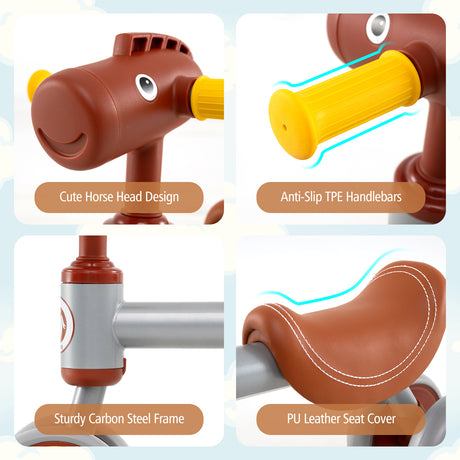 Baby Balance Bike, Toddler First Bike with PU Leather Seat and EVA Foam Wheels