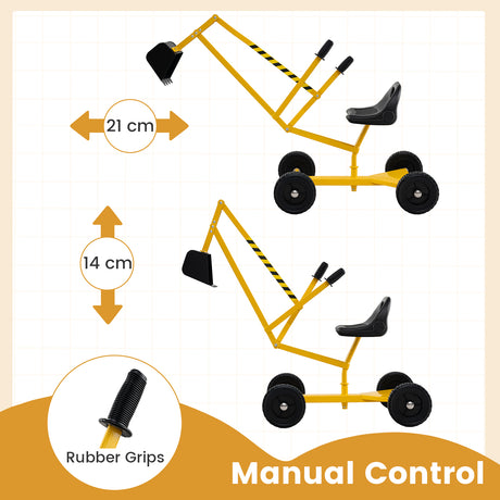 Sandbox Toy Digger w/ 2-Handed Controls & Flexible Shovel, 360° Rotatable Function & Ergonomic Backrest
