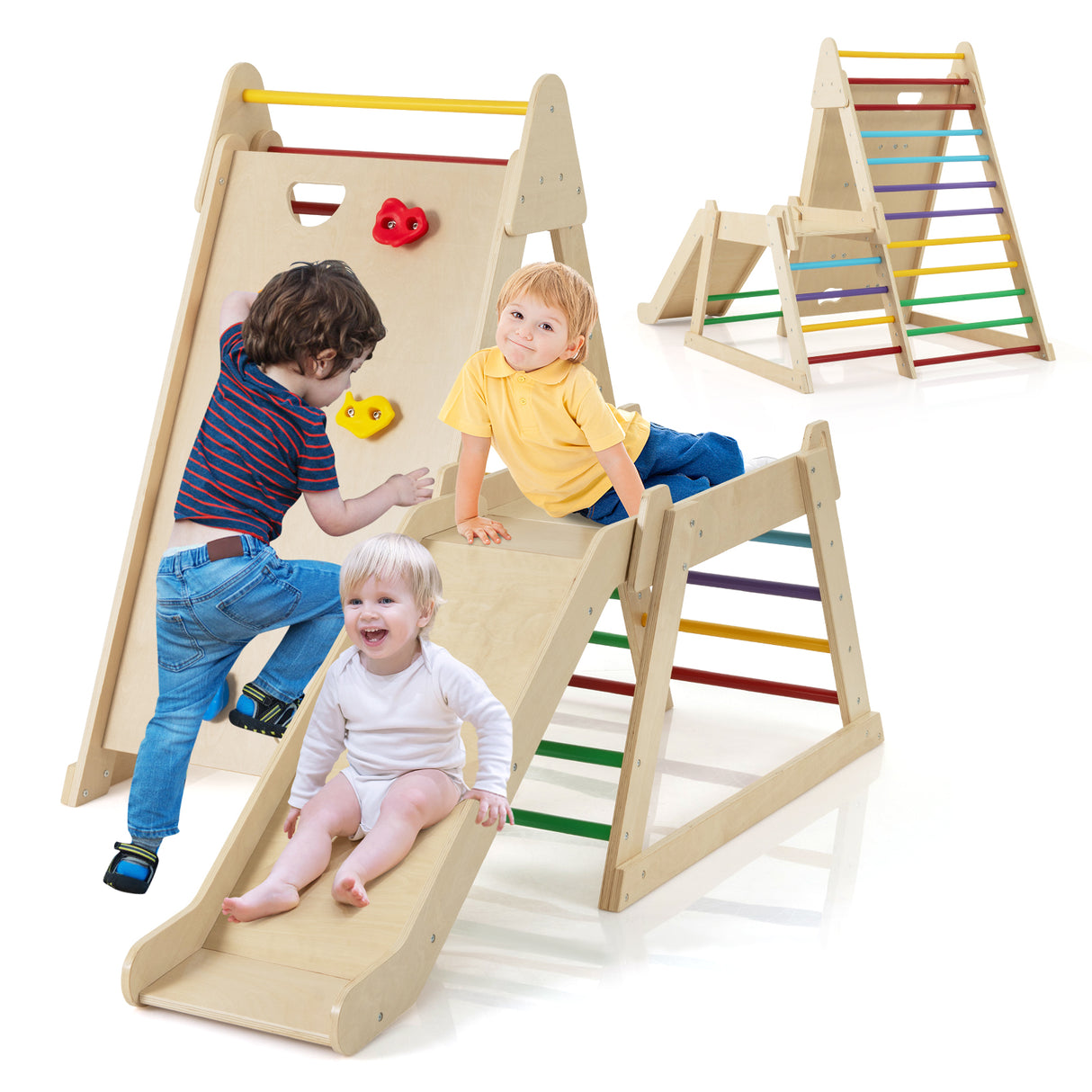 3-In 1 Jungle Gym, Indoor Playground for Toddlers with Extended Slide