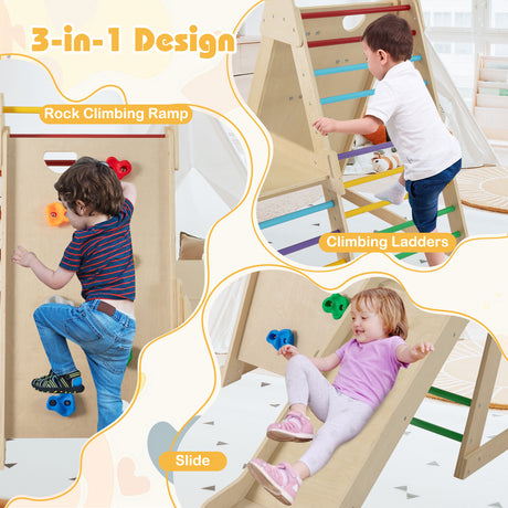 3-In 1 Jungle Gym, Indoor Playground for Toddlers with Extended Slide
