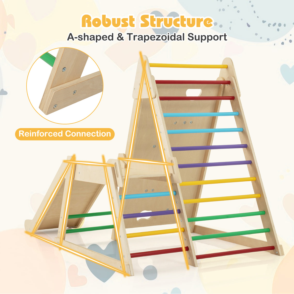 3-In 1 Jungle Gym, Indoor Playground for Toddlers with Extended Slide